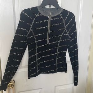 Long sleeve black monogram top